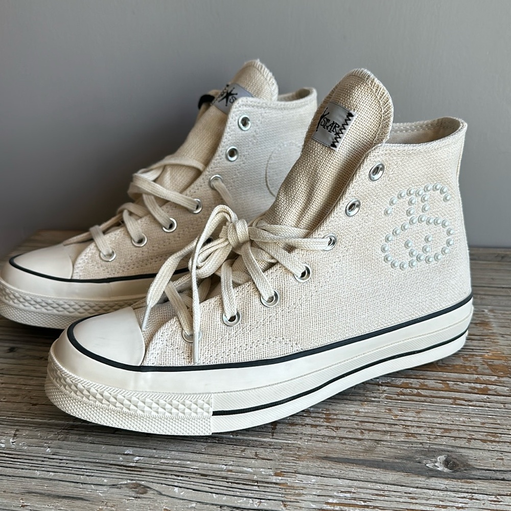 Women's Stussy Converse Cream High-Top Sneakers Sold Out In Stores